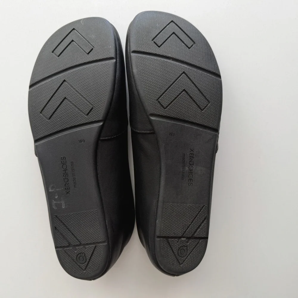 Xero EUC Phoenix Ballerine Barefoot Leather Slip On Black Ballet Flat Shoes sz 9